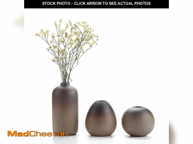 Lot 74-14265923 - ComSaf Small Ceramic Flower Bud Vases Set of 3, Modern Style Simple Design Metallic Gradually Varied...