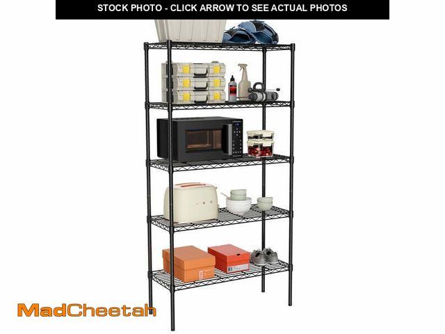 Lot 74-12764584 - edx 5 Tier Metal Shelving Unit, 35.43"W x 13.78"D x 69.3"H Height Adjustable Wire Storage Shelves, H...