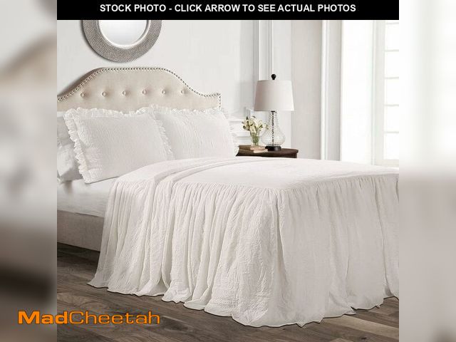 Lot 74-13331601 - Lush Decor Ruffle Skirt Bedspread Set - 3-Piece Luxurious Farmhouse Bedding - Elegant Ruffle Detail ...