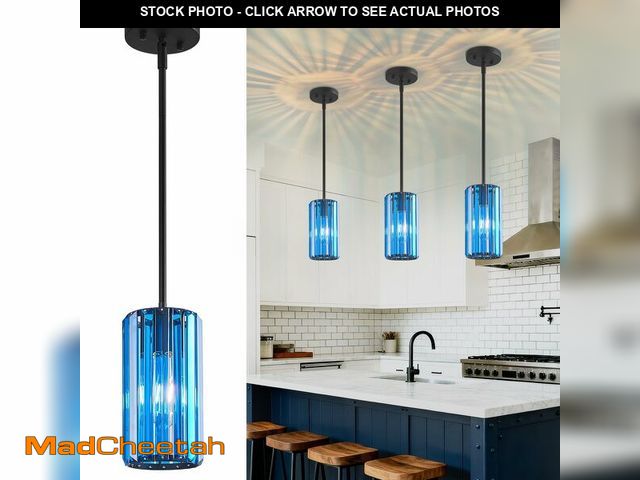 Lot 74-14483212 - zhllmq Modern Crystal Pendant Light Mini Dark Blue Chandeliers Adjustable Pendant Lights Fixture for...