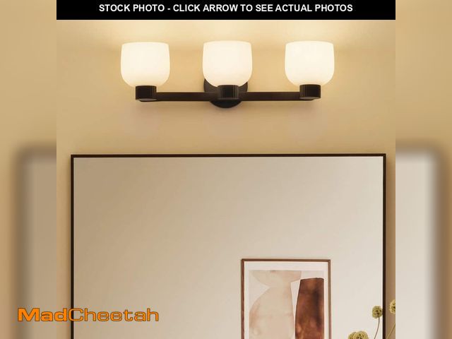 Lot 74-13049884 - KICHLER Raldric 24 in. 3-Light Black Modern Bathroom Vanity Light with Satin Etched White Glass - UN...