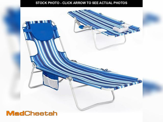 Lot 74-12761365 - #WEJOY Folding Tanning Chair with Face Hole, 5 Positions Face Down Beach Lounge Chairs with Pillow f...