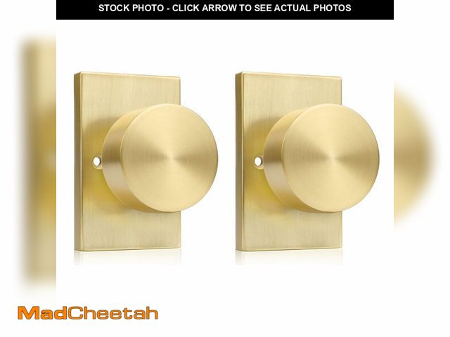 Lot 74-12972636 - goldenwarm Gold Dummy Door Knob, Zinc-Alloy Brushed Gold Heavy Duty Single-Sided Door Locks (2 Piece...