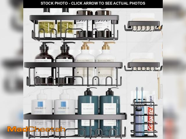 Lot 74-10908557 - Veken Adhesive Shower Caddy 6-Pack, Large Capacity Bathroom Organizers and Storage, Rustproof Shelve...