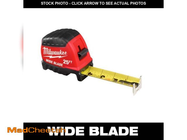 Lot 74-12465274 - *SEE DETAILS* Milwaukee 25 ft. Wide Blade Tape Measure With 18 ft. Reach *SEE DETAILS*  - USED