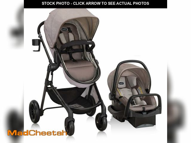 Lot 74-13100774 - Evenflo Pivot Modular Travel System with LiteMax Infant Car Seat (Desert Tan) - UNUSED