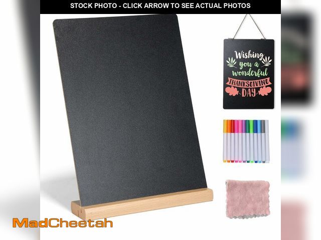 Lot 74-14143200 - 11.7x16.5 Inch Tabletop Chalkboard with Wood Base, Menu Chalkboard Stand, Message Board, Bar and Spe...