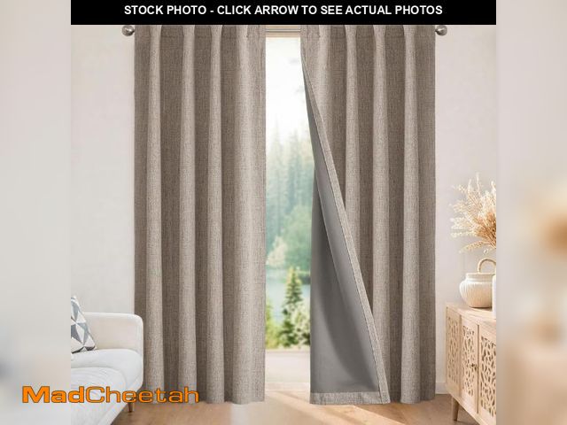 Lot 74-12526641 - MainStay Blackout Curtains for Bedroom - Natural Linen Curtains 37 X 84 inch, Thermal Insulated 100%...