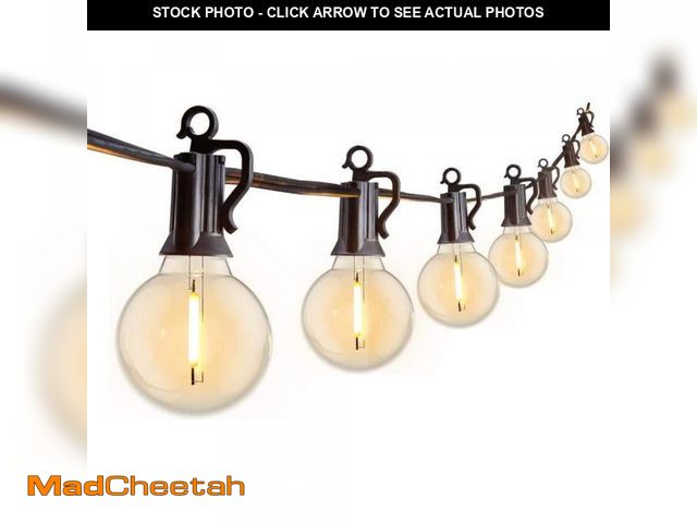 Lot 74-12172482 - Angel Sar 100 ft. Black Outdoor G40 Globe LED String Lights with 52-Edison Plastic Bulbs for Backyar...