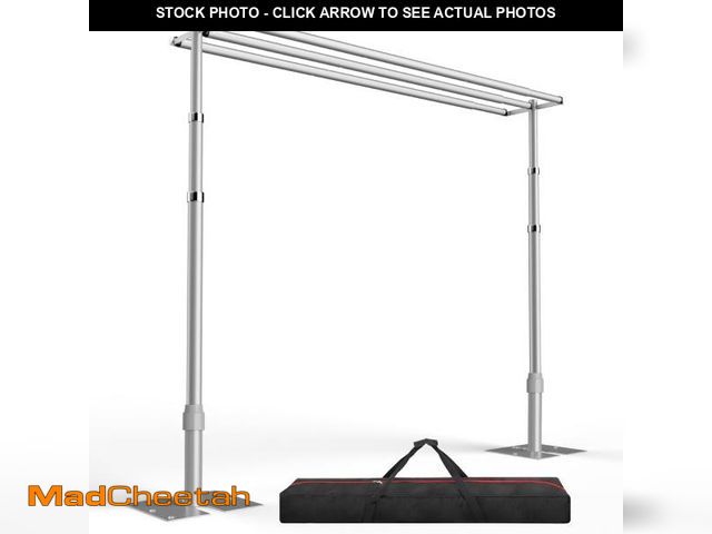 Lot 74-12521399 - EMART Backdrop Stand Heavy Duty 10x10Ft,Three Crossbar Pipe and Drape Photo Background Support Kit, ...