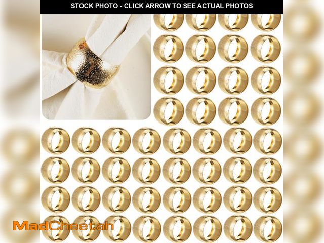 Lot 74-12438376 - Lallisa Gold Napkin Rings Metal Napkin Ring Holders for Cloth Table Decorations for Wedding Annivers...