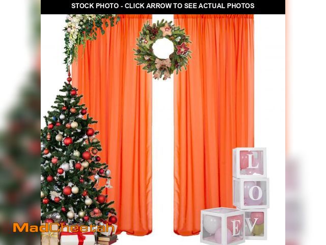 Lot 74-12305839 - DUOBAO Orange Chiffon Backdrop Curtain 10FT Sheer Curtains 2 Panels 29x120-Inch Chiffon Fabric Drape...