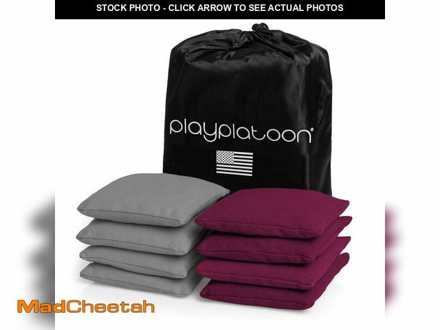 Lot 74-14271266 - Play Platoon Weather Resistant Cornhole Bags - Set of 8 Regulation Size - Burgundy &amp; Gray - Dura...