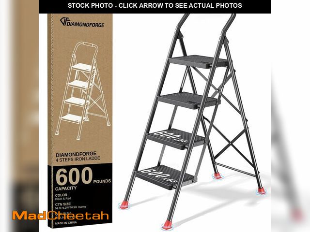 Lot 74-14067651 - Step Ladder Foldable Folding Stool - for Home Adults Kitchen 4 Stepping Extension Tall Heavy Duty wi...