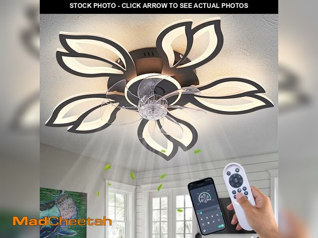 Lot 74-13623690 - Dalouguan Ceiling Fan with Lights Remote Control, 26" Black Low Profile Ceiling Fan with Light, Mode...