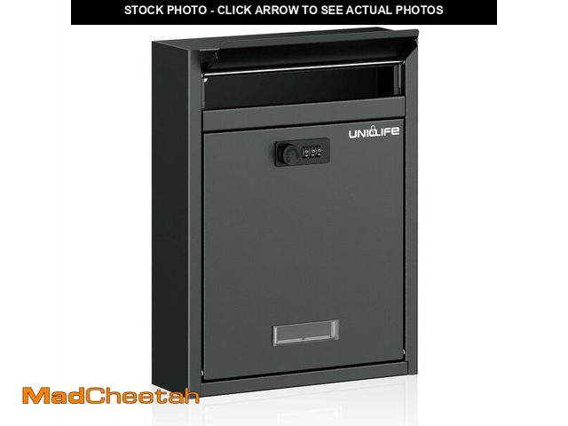 Lot 74-14273519 - Uniclife Wall Mount Mailbox for Outside, Large Locking Mailbox with Combination Lock, Security Mail ...