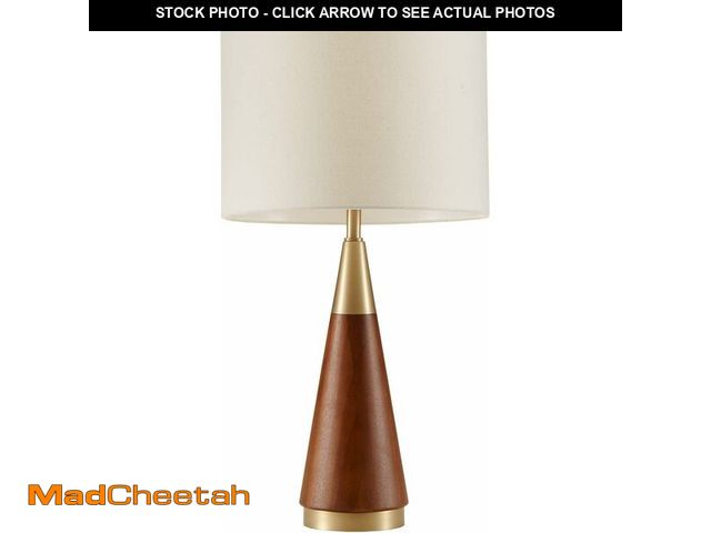 Lot 74-13733791 - INK+IVY Chrislie Gold White Mid Century Modern Table Lamp , Contemporary Metal Wood Table Lamps for ...