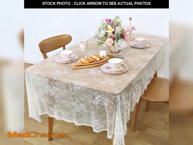 Lot 74-13717051 - LuoluoHouse Set of 2 Ivory Lace Tablecloths Rectangle Chic Wedding Embroidered Tablecloth 60x120 inc...