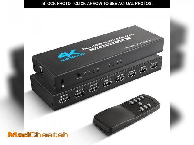 Lot 74-12440072 - NEWCARE HDMI Switch 7 in 1 Out 4K@60Hz, 7x1 HDMI Switcher with IR Remote, 7 Port HDMI Selector Box S...