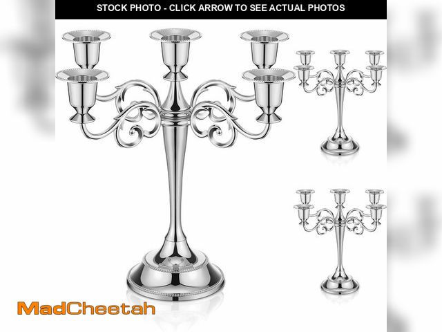 Lot 74-13541939 - Dandat 3 Pcs 5 Arm Metal Candelabra Candlestick Holders 10.24 Inch Tall Candlestick Holders Gothic C...