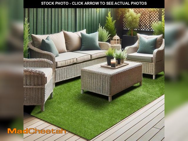 Lot 74-12366239 - Ottomanson 2'7" x 5' Artificial Faux Grass Rug - Realistic Turf with UV Protection - Perforated for ...