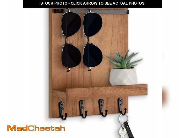 Lot 74-14269666 - Lucundm Key Holder Wall Mount, Key Holder for Wall with 4 Hooks, Farmhouse Key Hanger Holds Dog Leas...