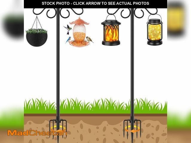 Lot 74-12457199 - NUERPO Adjustable Shepherd Hooks for Outdoor,2 Pack 90 Inch 5 Prong Base Bird Two Sided Feeder Poles...