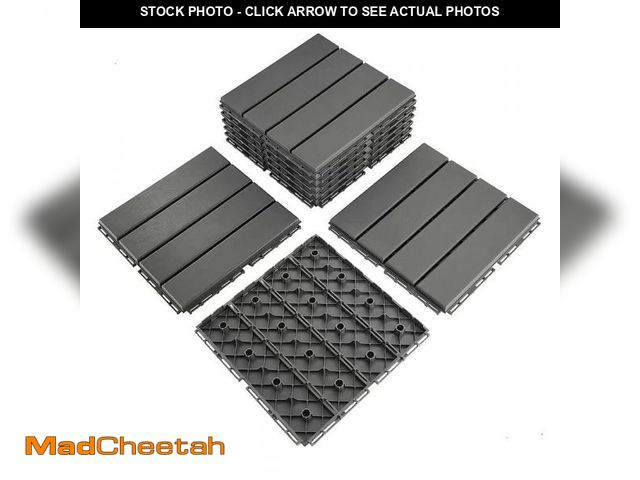 Lot 74-11545851 - 9 sq. ft Plastic Interlocking Deck Tiles, 9 Pack Patio Deck Tiles, 12"x12" Waterproof Outdoor Floori...