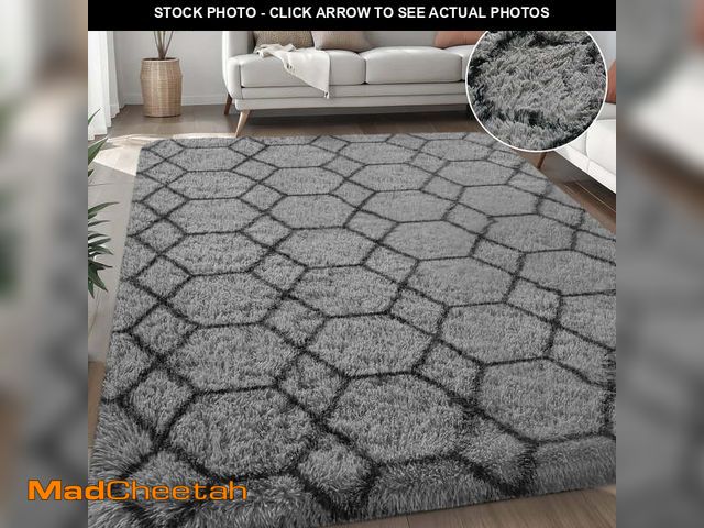 Lot 74-12890293 - Nefoso Shag Geometric Area Rug, 8ft x 10ft Soft Fluffy Area Rugs for Living Room Bedroom Decor Carpe...