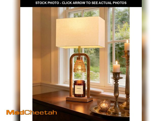 Lot 74-13718737 - PoKat Electric Candle Warmer Lamp Farmhouse, Wood-Like Candle Lamp Warmer with Timer Dimmer, Wax Lig...