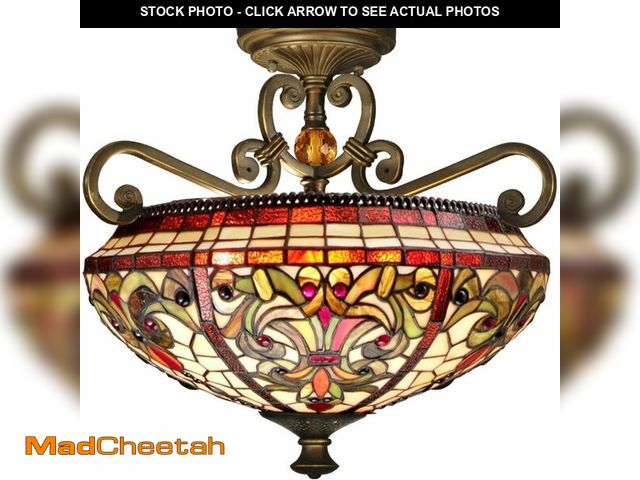 Lot 74-13733637 - Dale Tiffany Lamps TH13090 Baroque Semi Flush Mount Light Fixture, Antique Golden Sand, 14.50x16.50x...