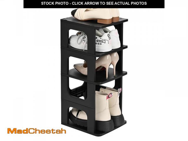 Lot 74-11558010 - TRZZ 4-Tier Small Shoe Rack, Vertical Narrow Stackable Organizer with Removable Partition, Efficient...