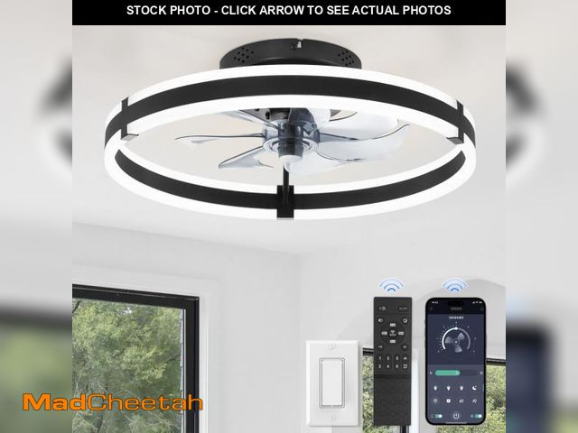 Lot 74-12444945 - ZMISHIBO Ceiling Fans with Lights and Remote, 19.7'' Low Profile Ceiling Fan, 3000-6000K Dimmable Mo...