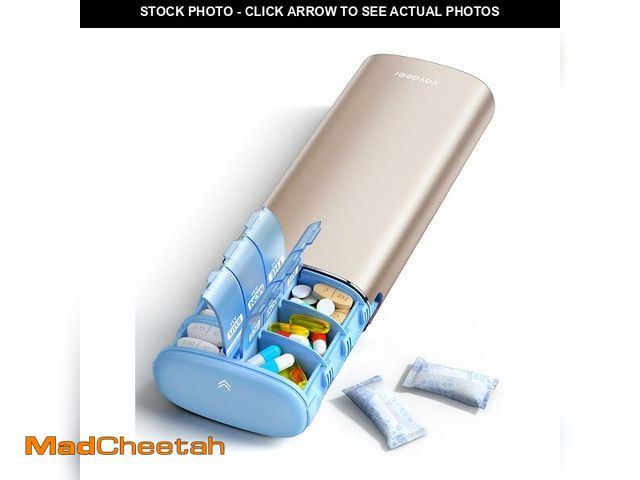 Lot 74-13549856 - Vaydeer Metal 7 Day Pill Organizer 2 Times a Day Ã¢â¬â AM PM Weekly Travel Pill Case with Moistur...