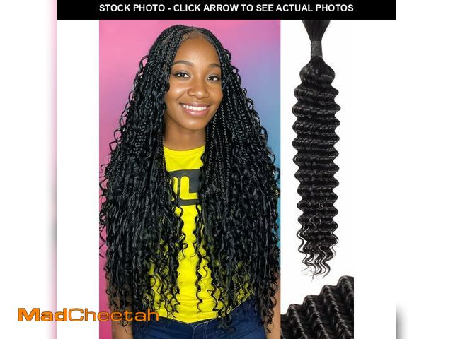 Lot 74-14210998 - Luxvogue Natural Black Deep Water Curly Wave Human Braiding Hair 100g(2 Bundles Per 50g) 16 Inch Bra...