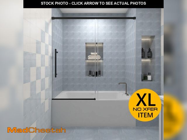 Lot 74-12628304 - KPUY Bathtub Shower Door, 56-60" W x 58" H Sliding Shower Door for Bathtub, 1/4" (6mm) Thick Tempere...