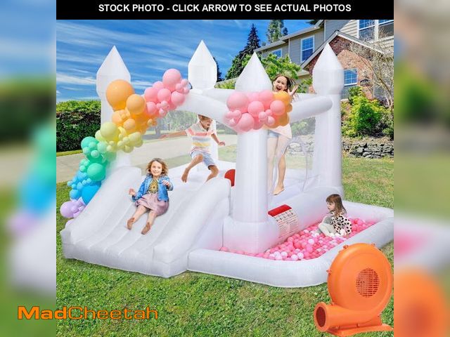 Lot 74-13014534 - Toiyjofe White Bounce House with 400W Blower, 10x10ft Inflatable Bouncer with Slide and  Ball Pit fo...