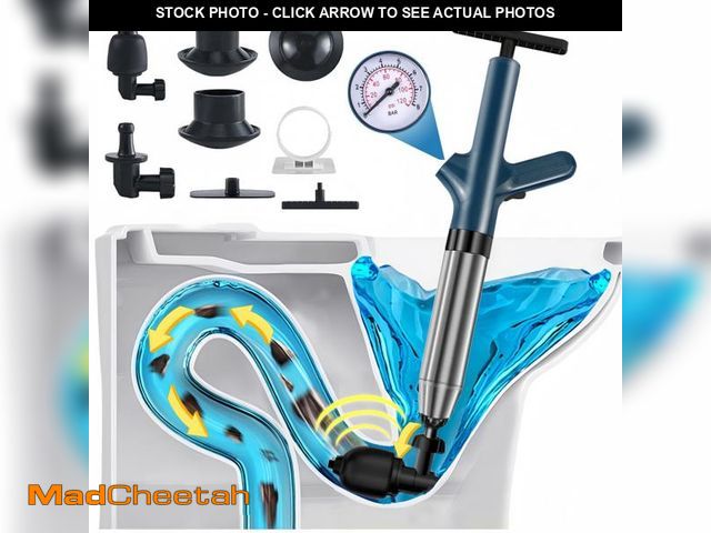 Lot 74-12514592 - Simperf Air Toilet Plunger Set, Stainless Steel Drain Clog Remover Tool, High Pressure Air Drain Bla...