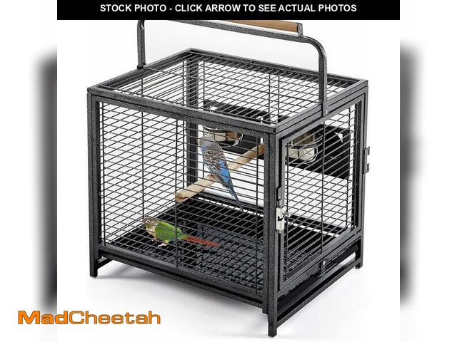 Lot 74-12664802 - Yaheetech 25.5'' Wrought Iron Bird Travel Carrier Cage Parrot Cage with Handle Wooden Perch &amp; Se...