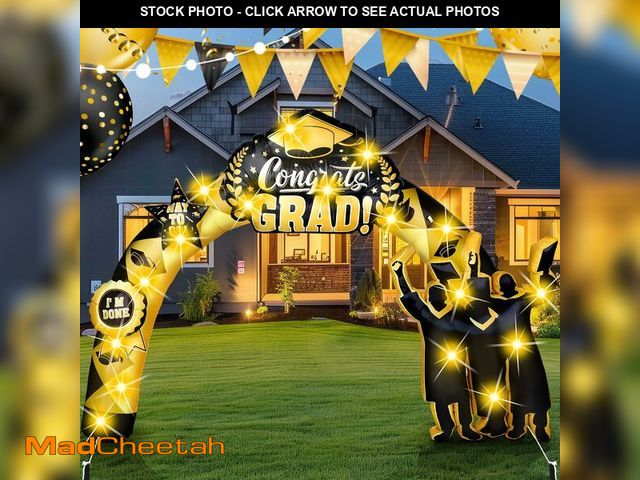 Lot 74-14054276 - Vihose 7 Ft Tall Graduation Blow Up Arch Decorations Congrats Grad Inflatables Jumbo Black Gold Deco...