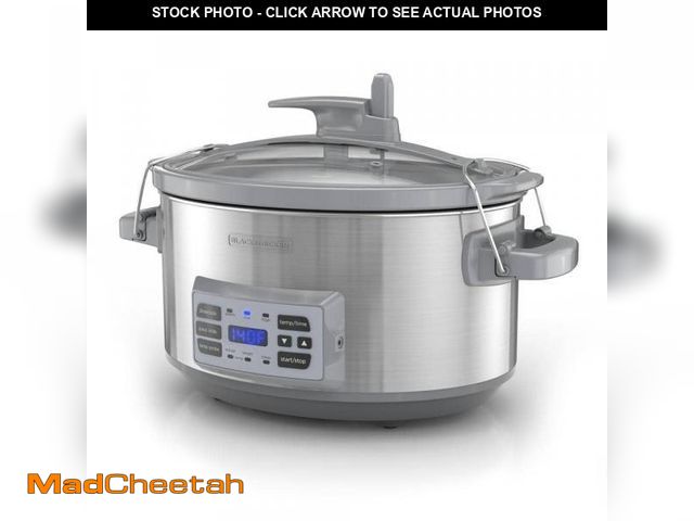Lot 74-12424586 - BLACK+DECKER 7 Qt. Stainless Steel Electric Slow Cooker with Temperature Probe and Precision Sous-Vi...