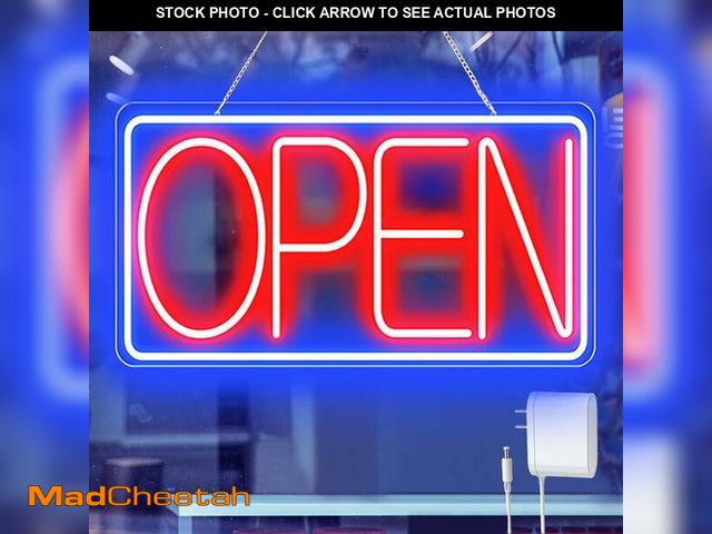 Lot 74-12801595 - 16.5" X 9" Led Neon Open Signs for Business - 12V/2A Ultra Bright Led Neon Sign with ON/OFF Switch -...