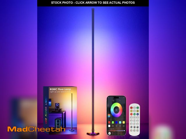 Lot 74-12053456 - YIKBIK RGB+W Corner Floor Lamp, 65" Color Changing 24V LED Floor Lamp with Cool White Bluetooth APP ...