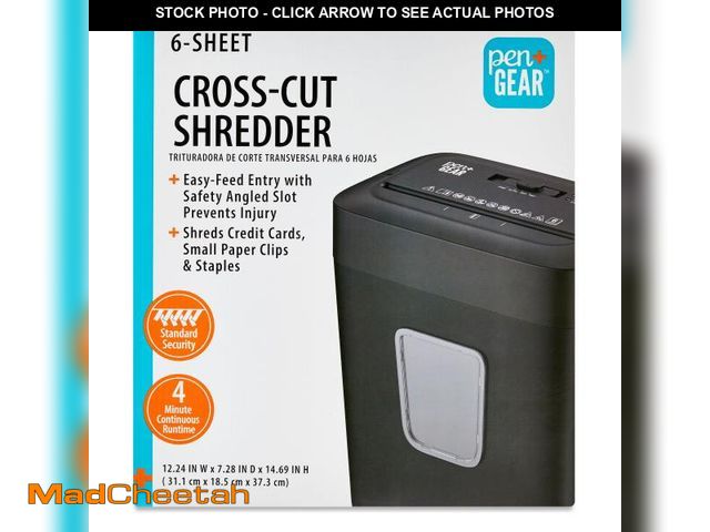 Lot 74-12537841 - Pen+Gear 6-Sheet Cross-Cut Paper/Credit Card Shredder with 3.7 Gallon Bin, Black, Home &amp; Office ...