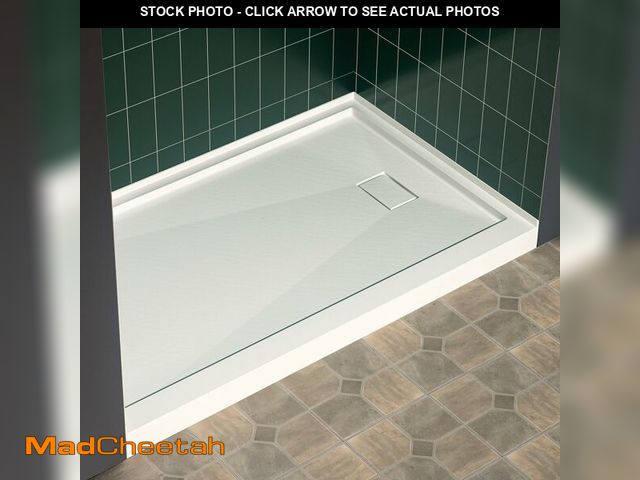 Lot 74-13790944 - WOODBRIDGE 48" x 36" Solid Surface Shower Base in White with Right Drain,Single Threshold,Slip-Resis...