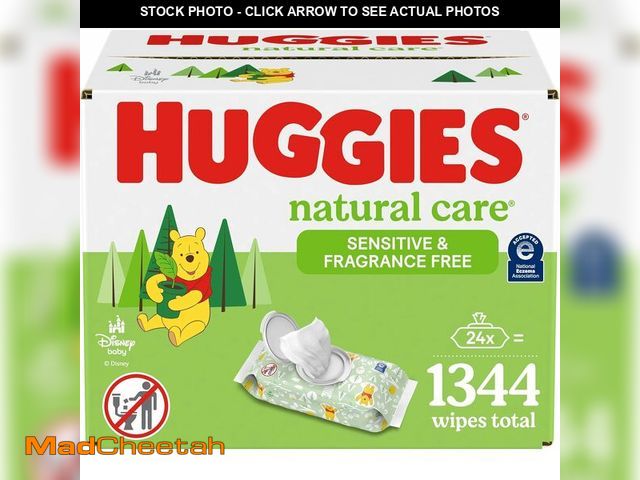 Lot 74-14067349 - Huggies Natural Care Sensitive Baby Wipes, Unscented, Hypoallergenic, 99% Purified Water, 24 Soft Pa...