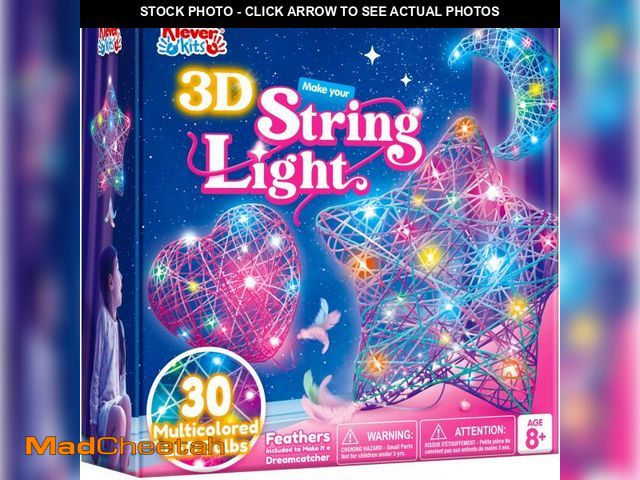 Lot 74-12308885 - Klever Kits 3D String Art Kit for Kids, Light Up String Light Toy with 30 Multi-Colored LED Bulbs, A...
