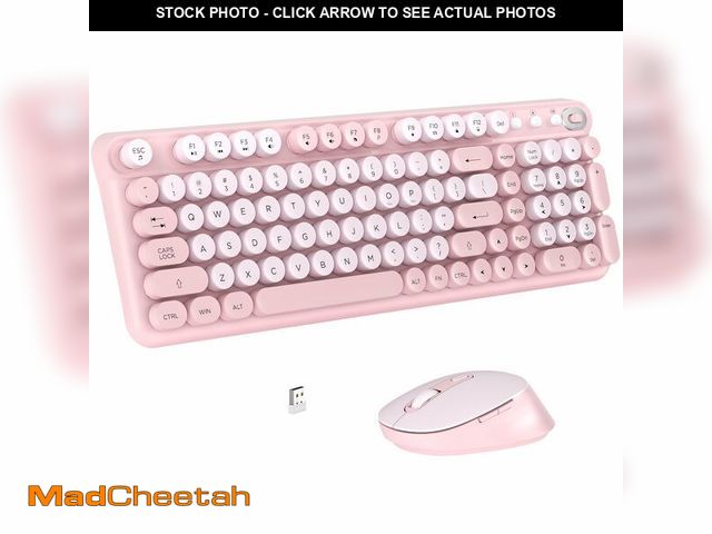 Lot 74-14210838 - Links9+ Wireless Keyboard and Mouse Combo, Full-Size Retro Typewriter Keyboard Style, 2.4GHz USB Rec...