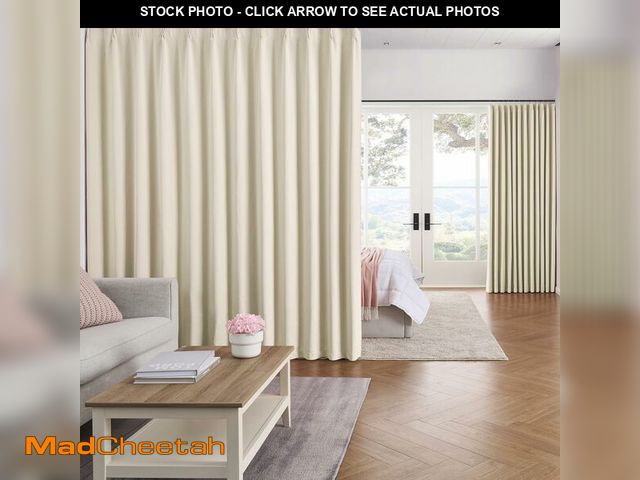 Lot 74-12328127 - KEQIAOSUOCAI 100 Inch Extra Wide Pleated Curtains for Sliding Patio Door Large Windows 84 Long Room ...