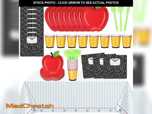 Lot 74-12046937 - 146 Pcs Back to School Decoration Apple Paper Plates First Day of School Party Supplies Tableware Se...